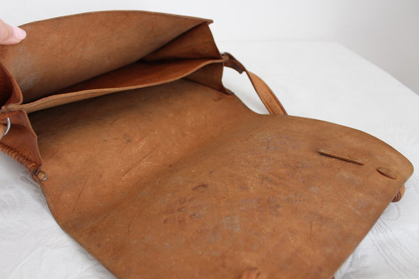 GENUINE LEATHER VINTAGE TOOLED SLING BAG