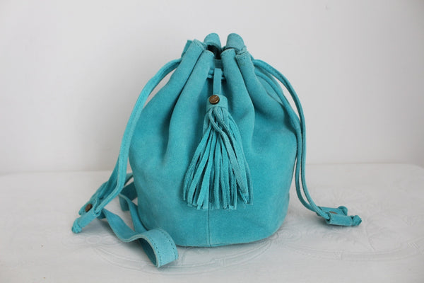 PROMOD GENUINE SUEDE LEATHER BAG TURQUOISE