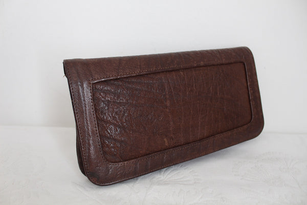 GENUINE BUFFALO SKIN CLUTCH BAG BROWN