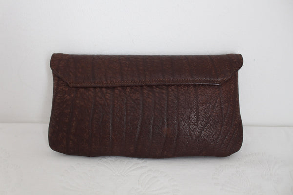 GENUINE BUFFALO SKIN CLUTCH BAG BROWN