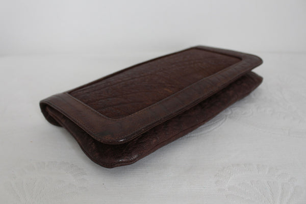 GENUINE BUFFALO SKIN CLUTCH BAG BROWN