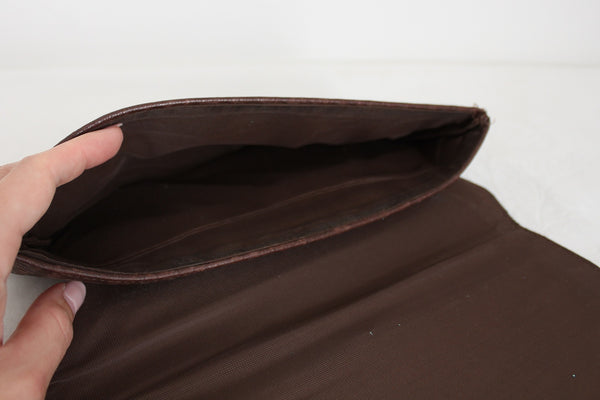 GENUINE BUFFALO SKIN CLUTCH BAG BROWN