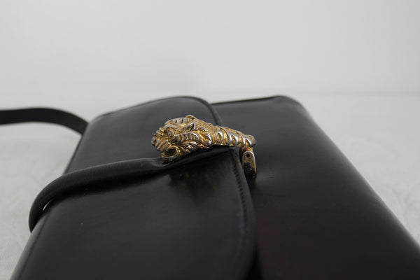 GENUINE LEATHER VINTAGE TIGER BAG NAVY