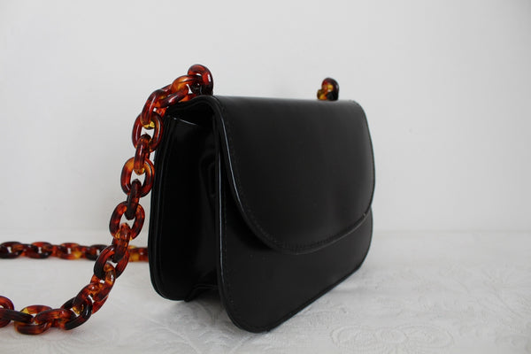 VINTAGE LUCITE CHAIN SMALL BAG BLACK