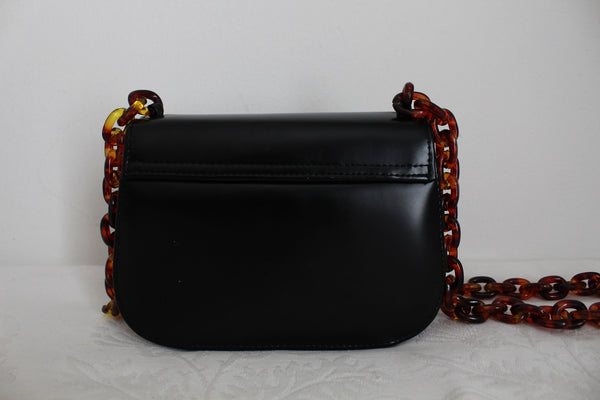 VINTAGE LUCITE CHAIN SMALL BAG BLACK