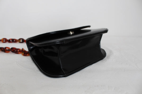 VINTAGE LUCITE CHAIN SMALL BAG BLACK