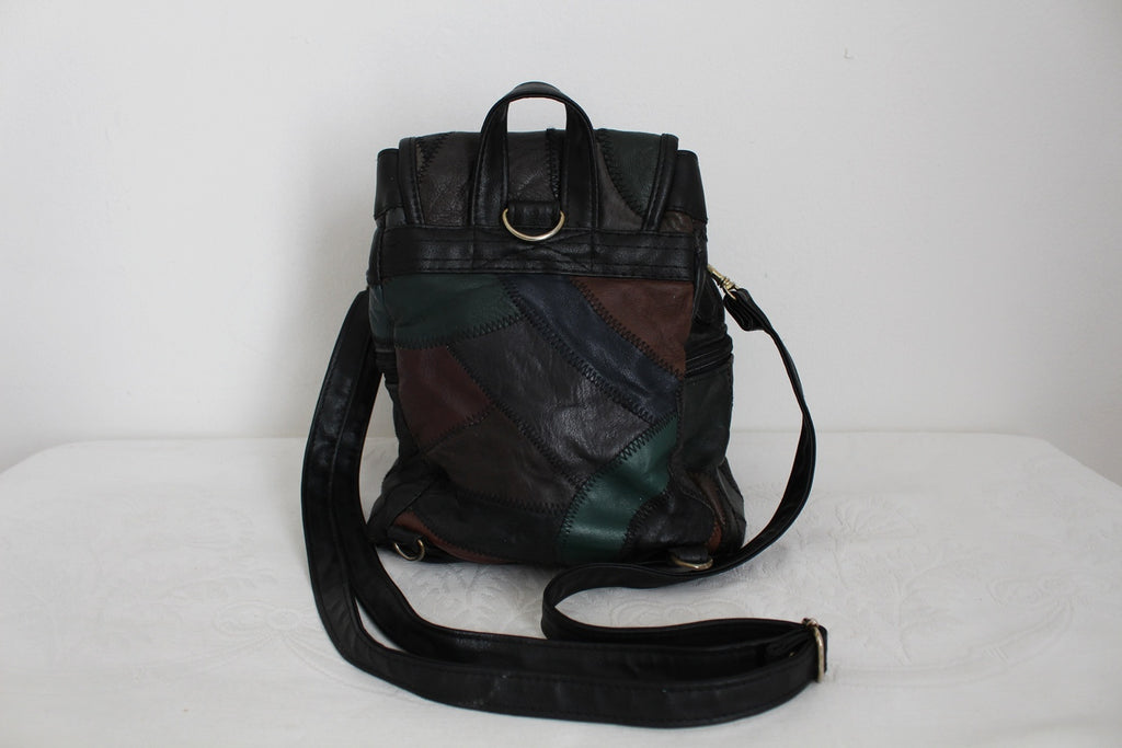 black leather patchwork backpack VINTAGE GENUINE LEATHER PATCH BACKPACK – Lehza Vintage