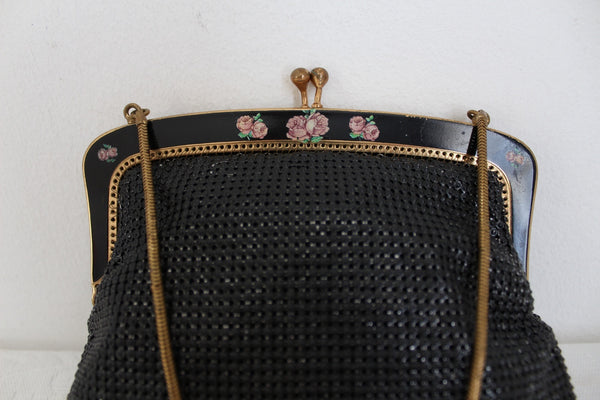 VINTAGE CHAINMAIL MESH EVENING BAG BLACK