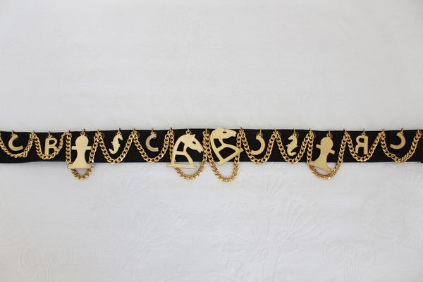 CRISCA CHAIN LEATHER BELT BLACK