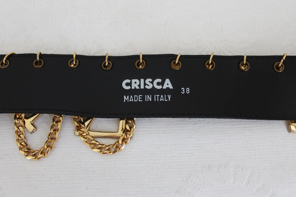 CRISCA CHAIN LEATHER BELT BLACK