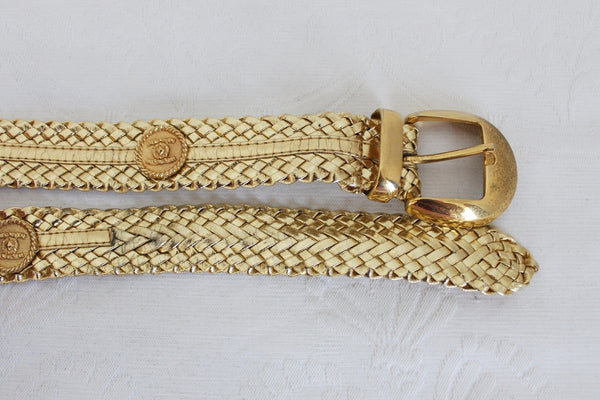 VINTAGE WOVEN WIDE BELT GOLD