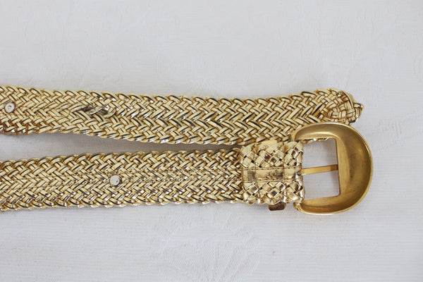 VINTAGE WOVEN WIDE BELT GOLD