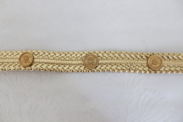VINTAGE WOVEN WIDE BELT GOLD