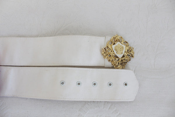 VINTAGE NAUTICAL WIDE BELT WHITE