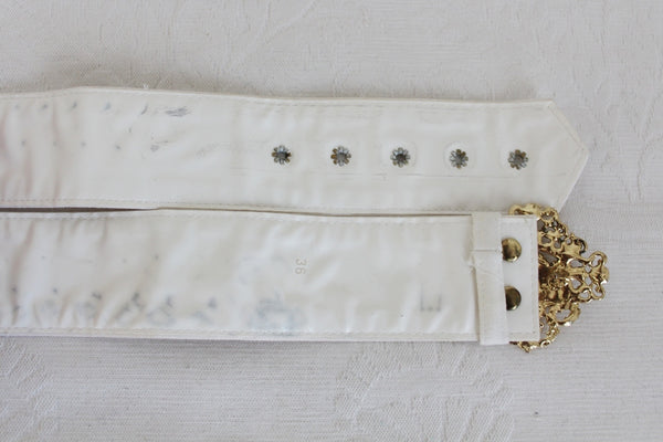 VINTAGE NAUTICAL WIDE BELT WHITE