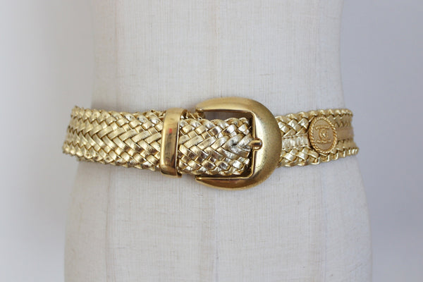 VINTAGE WOVEN WIDE BELT GOLD