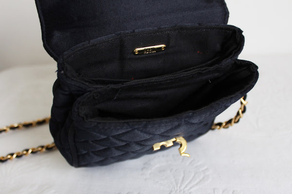 ABRO VINTAGE QUILTED CHAIN SLING BAG NAVY