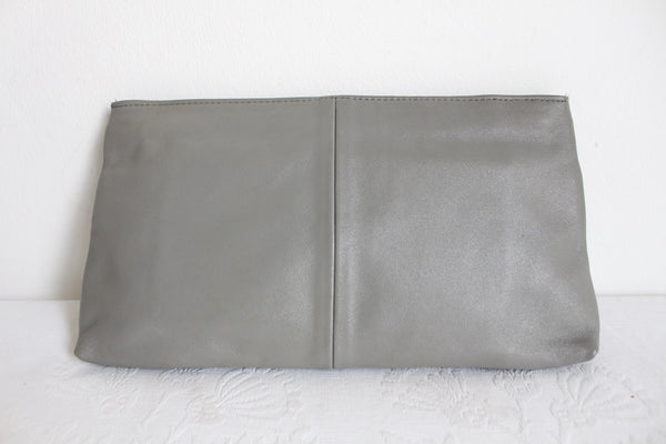 CHRISTIN GENUINE LEATHER VINTAGE CLUTCH GREY