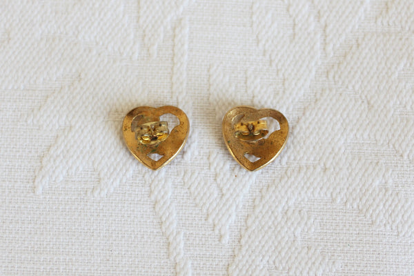 VINTAGE CLOISONNE ENAMEL HEART EARRINGS