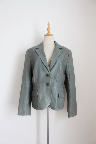 BETTY BARCLAY VIP GENUINE LEATHER JACKET GREY - SIZE 14