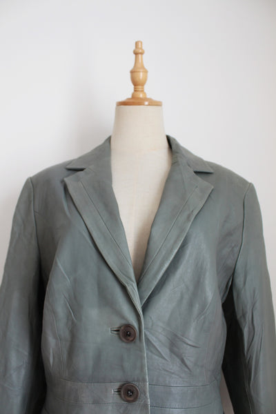 BETTY BARCLAY VIP GENUINE LEATHER JACKET GREY - SIZE 14