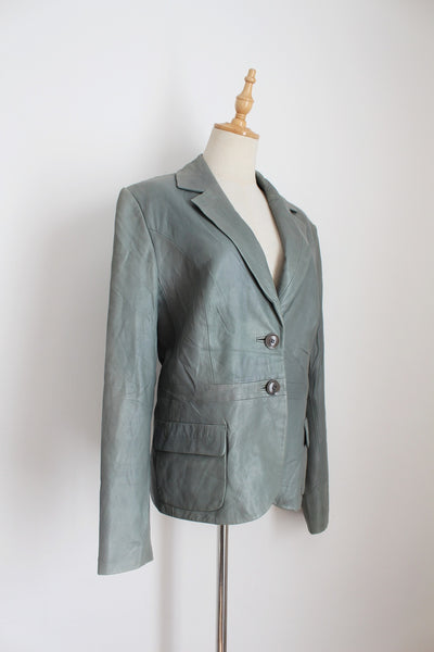 BETTY BARCLAY VIP GENUINE LEATHER JACKET GREY - SIZE 14
