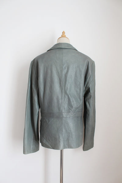 BETTY BARCLAY VIP GENUINE LEATHER JACKET GREY - SIZE 14