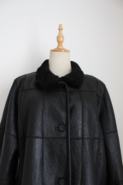 GIL BRET GENUINE SHEEPSKIN VINTAGE COAT BLACK - SIZE 10