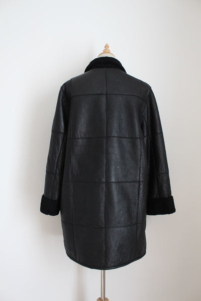 GIL BRET GENUINE SHEEPSKIN VINTAGE COAT BLACK - SIZE 10
