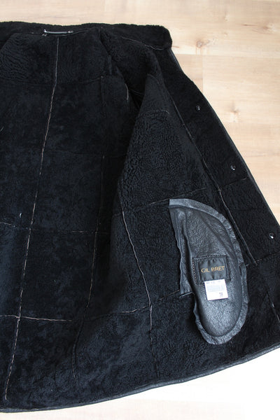 GIL BRET GENUINE SHEEPSKIN VINTAGE COAT BLACK - SIZE 10