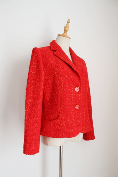 ROSNER WOOL BLEND BLAZER RED - SIZE 10