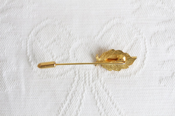 VINTAGE LEAF GOLD TONE HAT PIN