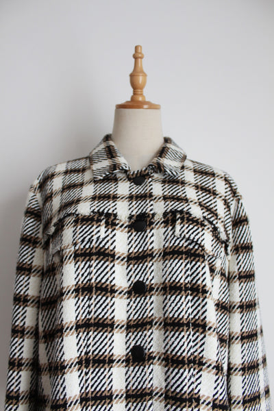 MARC AUREL PLAID FRINGE JACKET - SIZE 14