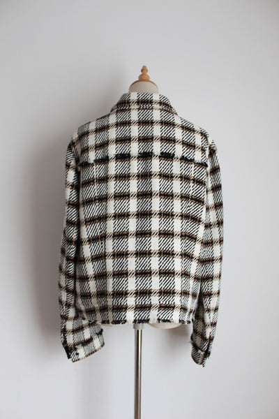 MARC AUREL PLAID FRINGE JACKET - SIZE 14