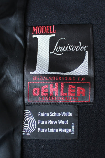 FUR COLLAR 100% WOOL VINTAGE COAT BLACK - SIZE 12