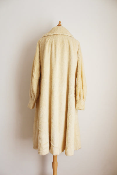 VINTAGE LLAMA WOOL COAT CREAM - SIZE 16