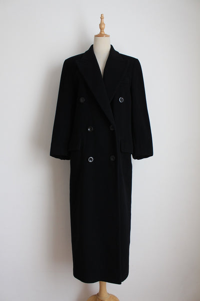 100% CASHMERE VINTAGE DOUBLE BREASTED COAT - SIZE 10