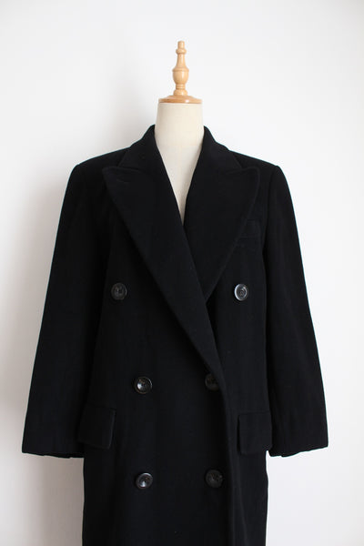 100% CASHMERE VINTAGE DOUBLE BREASTED COAT - SIZE 10