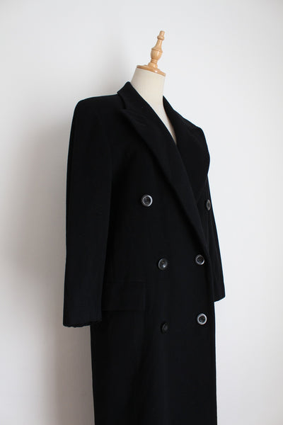 100% CASHMERE VINTAGE DOUBLE BREASTED COAT - SIZE 10