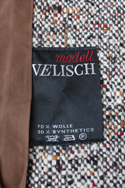FUR COLLAR VINTAGE WOOL COAT BROWN - SIZE 12