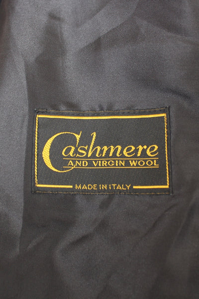 VINTAGE WOOL CASHMERE FAUX FUR COAT BLACK - SIZE 12