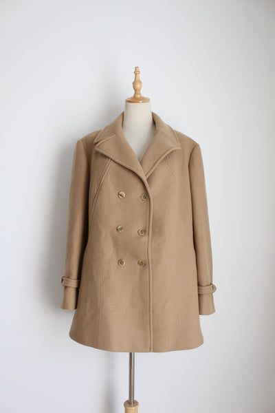 CYCLONE PARIS VINTAGE WOOL COAT BEIGE - SIZE 14