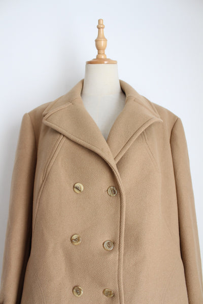 CYCLONE PARIS VINTAGE WOOL COAT BEIGE - SIZE 14