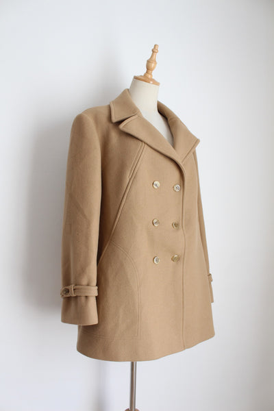 CYCLONE PARIS VINTAGE WOOL COAT BEIGE - SIZE 14