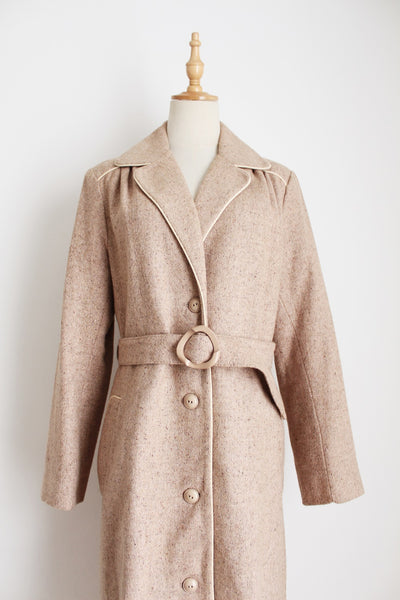 VINTAGE WOOL TRENCH COAT BEIGE - SIZE 12