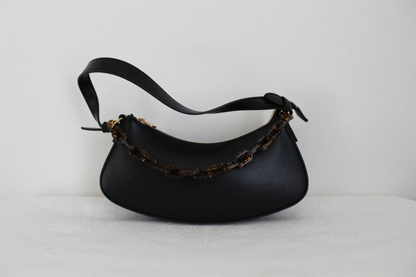 NEW TORTOISE SHELL CHAIN BAG BLACK