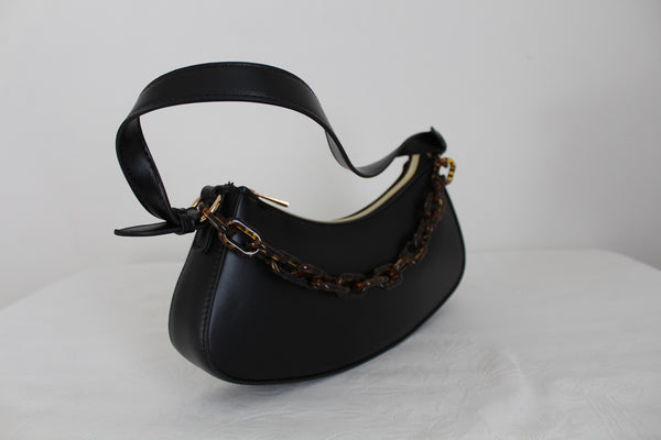 NEW TORTOISE SHELL CHAIN BAG BLACK