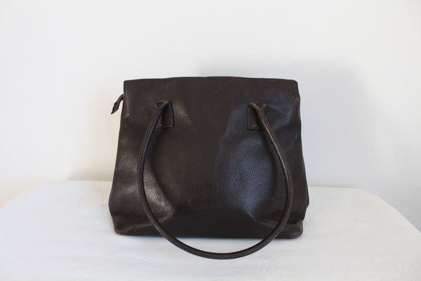 GENUINE LEATHER TOTE BAG BROWN