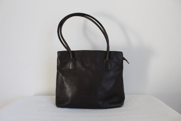 GENUINE LEATHER TOTE BAG BROWN