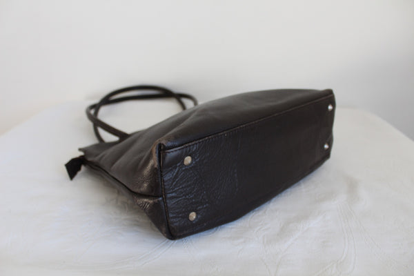 GENUINE LEATHER TOTE BAG BROWN